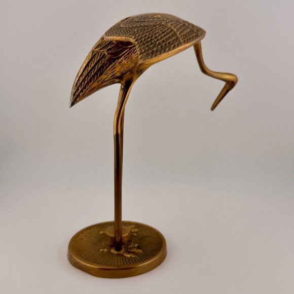 MCM Set Of 2 Heron Crane Egret Mid Century Modern Solid Brass Vintage 1970s - Picture 6 of 12